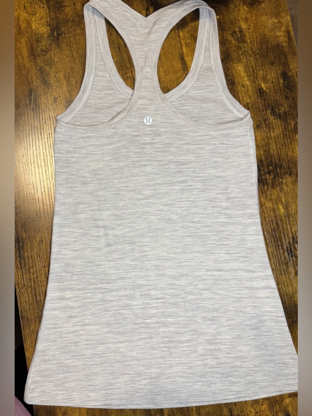 Lululemon Cool Racerback Long Tank Top Light Gray Stripe Estimated Size 6